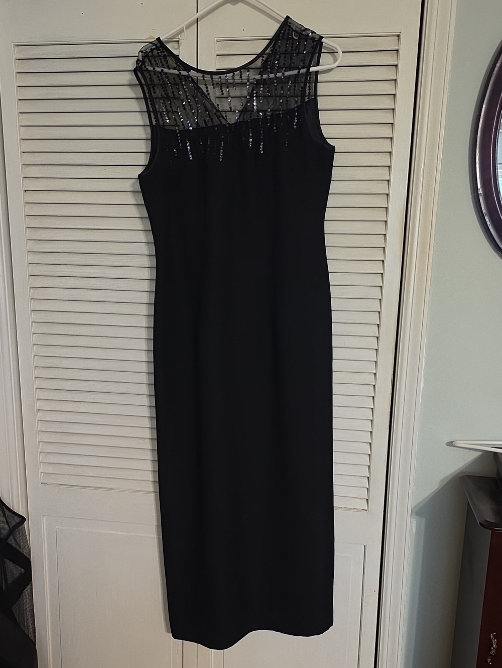 Positive Attitude Black Beaded Mesh Yoke Maxi Dress